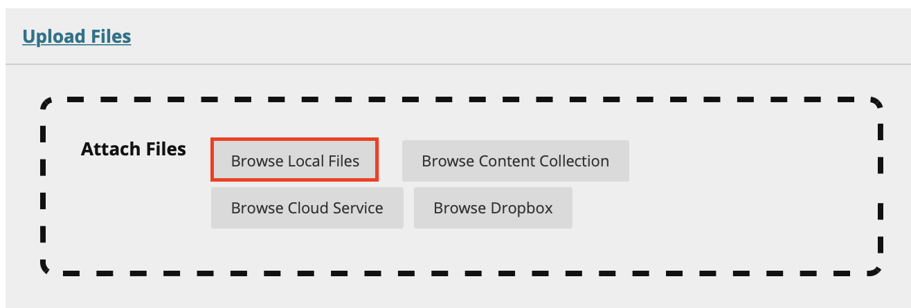 "Browse Local Files" button to upload local files or from cloud services