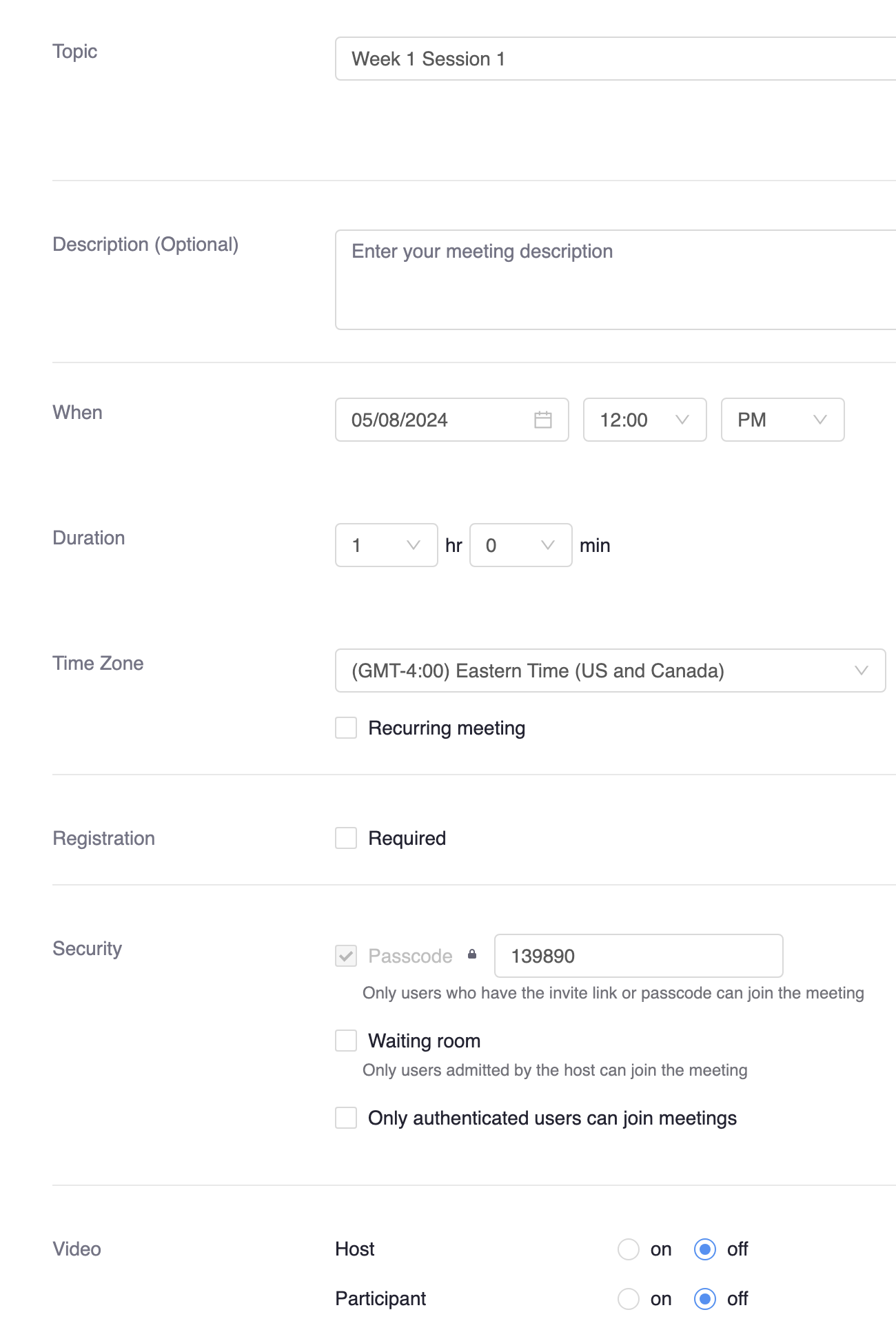 Zoom setting 