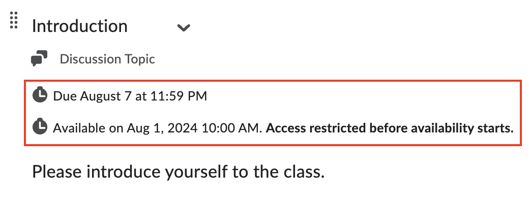 Discussion link date restrictions