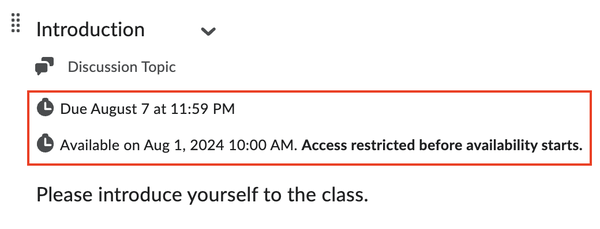 Discussion link date restrictions
