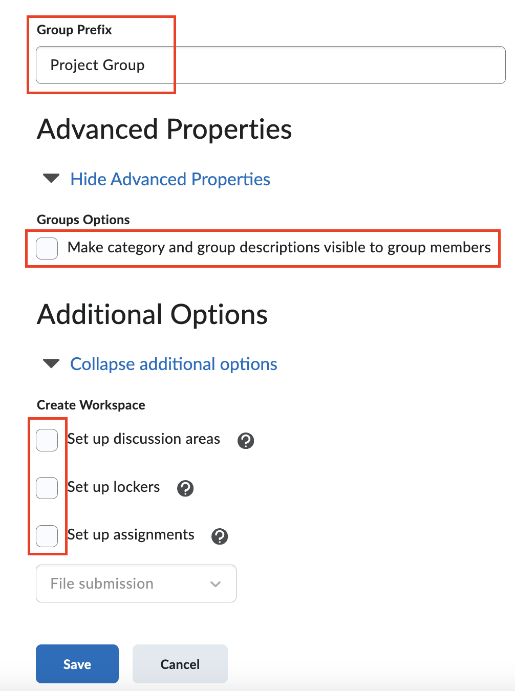 Group settings