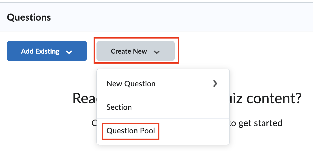 Create new questions from question pool