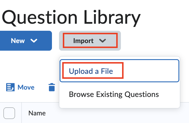 Click Import and then Upload a file.