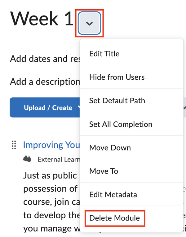 Delete a content module