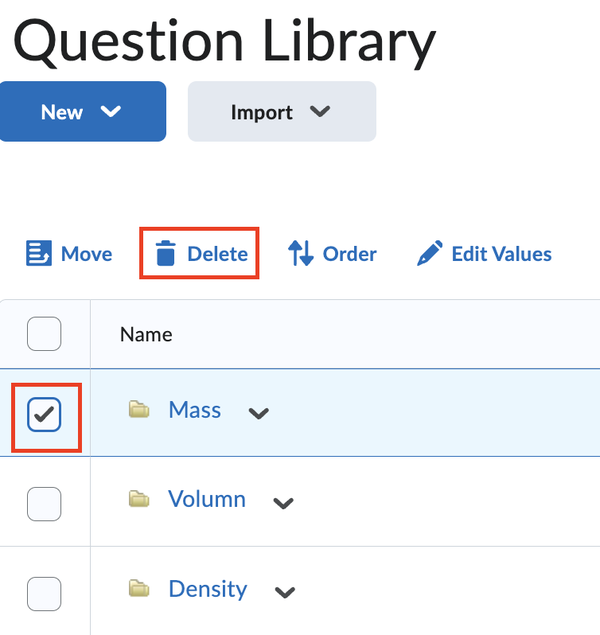 Delete a test bank