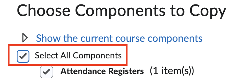 Check the box to select all components