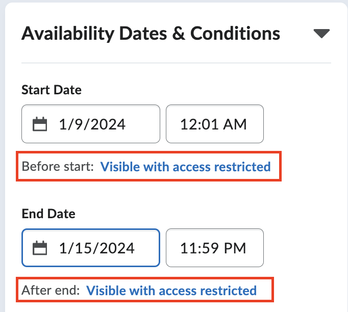 Fill in start and end dates