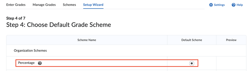 Select grade scheme
