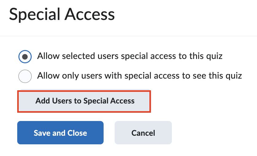 Add users to special access