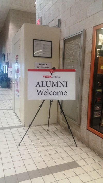 Alumni Welcome Sign at GYM