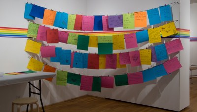 Photo of My Pride Story Message writing installation
