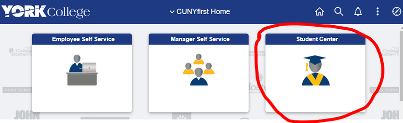  CUNYfirst Home select Student Center