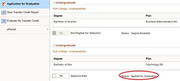 Application for Graduation submitted